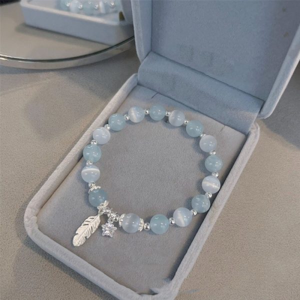 2024 Explosions Star Feather Bracelet Female Ins Small White Girl Crystal Bracelet Girlfriend Gift Bracelet - 图片 4