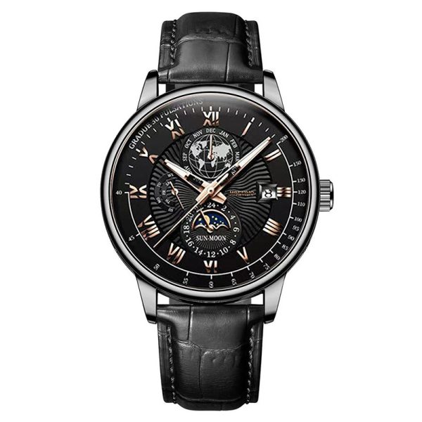 New fashion hot sale three-eye calendar star and moon fashion men's watch - 图片 10