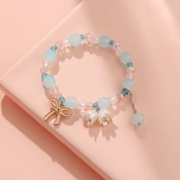 TikTok Internet Celebrity Cat's Eye Imitation Blue Moonlight Ins Niche Peace and Joy Pendant Bracelet Female Girlfriend Student Gift - 图片 49
