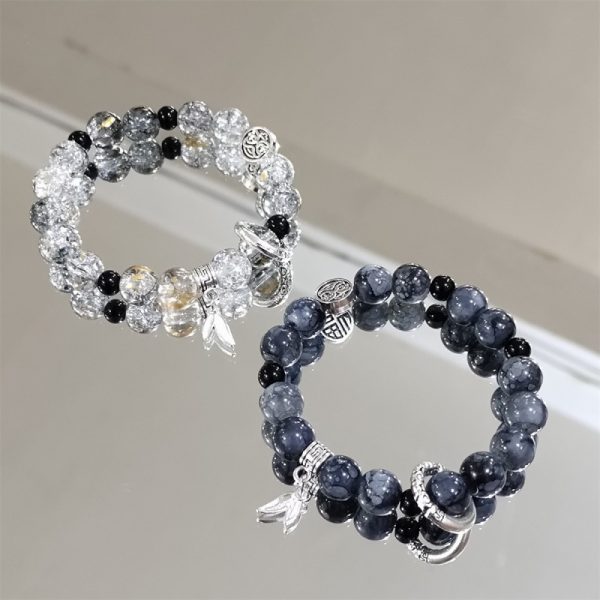 New Chinese Style Ice Crack Beaded Bracelet Men's Trendy Men's High-face Value 2024 New Niche High-end Sense Running Ring Bracelet for Women