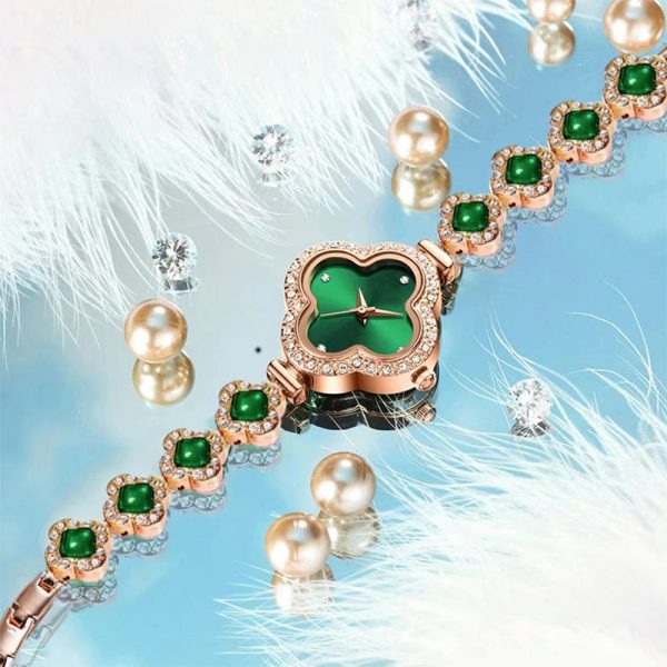 Clover quartz jade watch