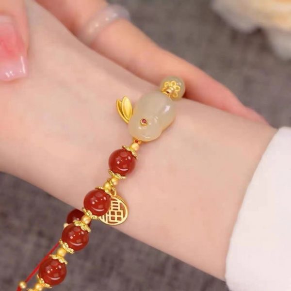 TikTok Internet Celebrity Cat's Eye Imitation Blue Moonlight Ins Niche Peace and Joy Pendant Bracelet Female Girlfriend Student Gift - 图片 75