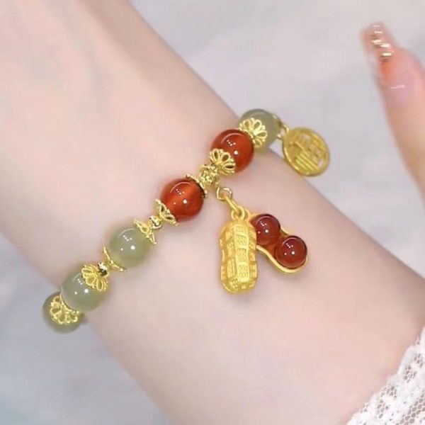 TikTok Internet Celebrity Cat's Eye Imitation Blue Moonlight Ins Niche Peace and Joy Pendant Bracelet Female Girlfriend Student Gift - 图片 45