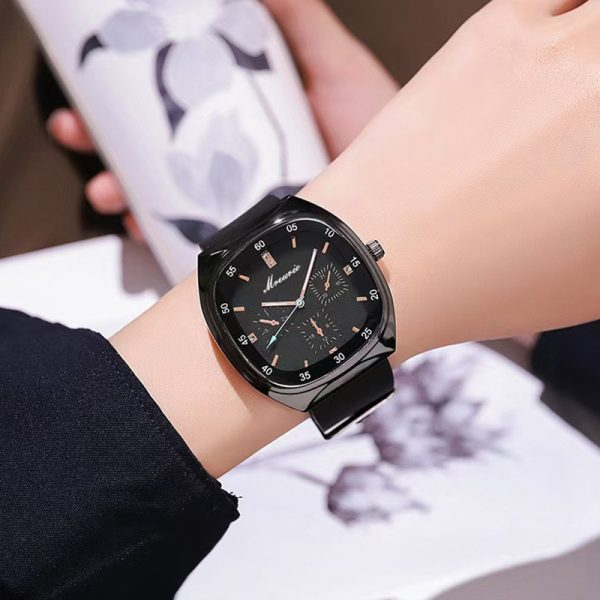 Fashion barrel silicone strap three-eye blue needle men's watch men's watch quartz watch - 图片 2