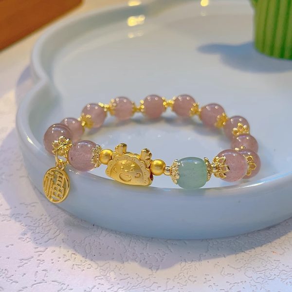 TikTok Internet Celebrity Cat's Eye Imitation Blue Moonlight Ins Niche Peace and Joy Pendant Bracelet Female Girlfriend Student Gift - 图片 18