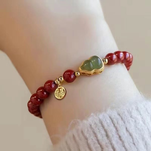 Live Broadcast Welfare Dongling Jade Pearl Ping An Buckle Bracelet Luckful Nafu Rabbit Bracelet Female Girlfriend High-end Grade Bracelet - 图片 9