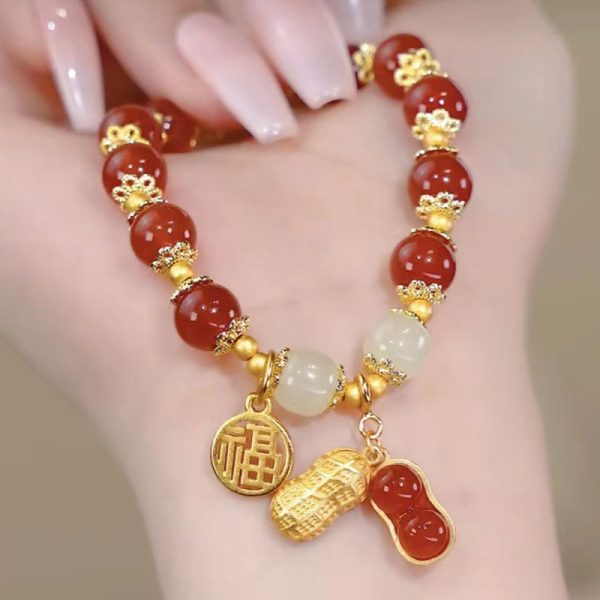 TikTok Internet Celebrity Cat's Eye Imitation Blue Moonlight Ins Niche Peace and Joy Pendant Bracelet Female Girlfriend Student Gift - 图片 46