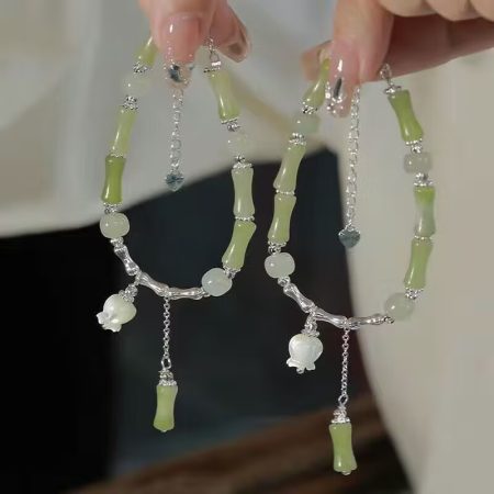 New Chinese Style Bamboo and Tian Yu Bracelet Ins Niche Design Chinese Style Orchid Bamboo Beaded Bracelet Gift