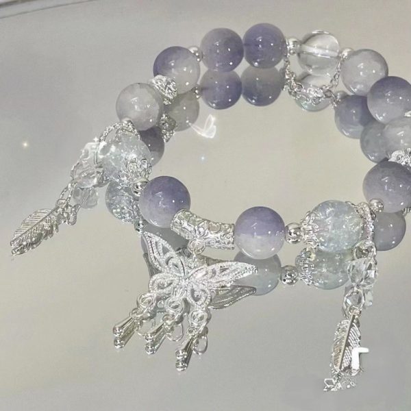 TikTok Internet Celebrity Cat's Eye Imitation Blue Moonlight Ins Niche Peace and Joy Pendant Bracelet Female Girlfriend Student Gift - 图片 63