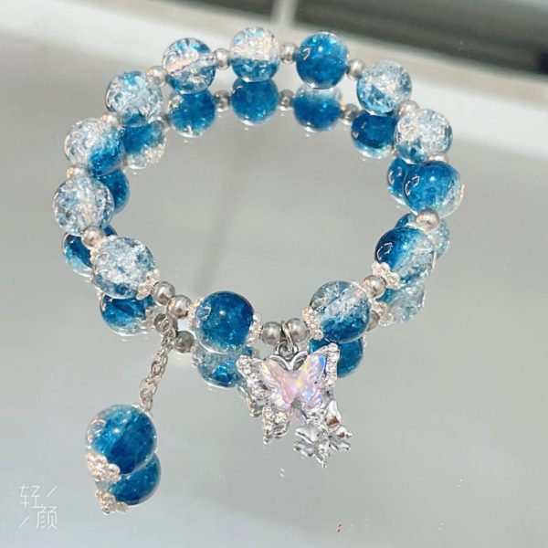 TikTok Internet Celebrity Cat's Eye Imitation Blue Moonlight Ins Niche Peace and Joy Pendant Bracelet Female Girlfriend Student Gift - 图片 13