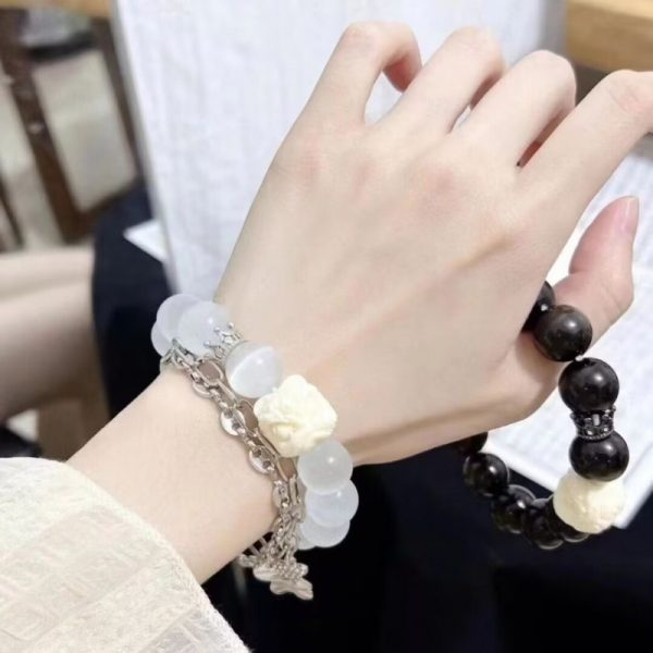 TikTok Internet Celebrity Cat's Eye Imitation Blue Moonlight Ins Niche Peace and Joy Pendant Bracelet Female Girlfriend Student Gift - 图片 64