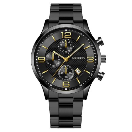 Fashion digital three-eye calendar men's watch men's watch belt men's watch