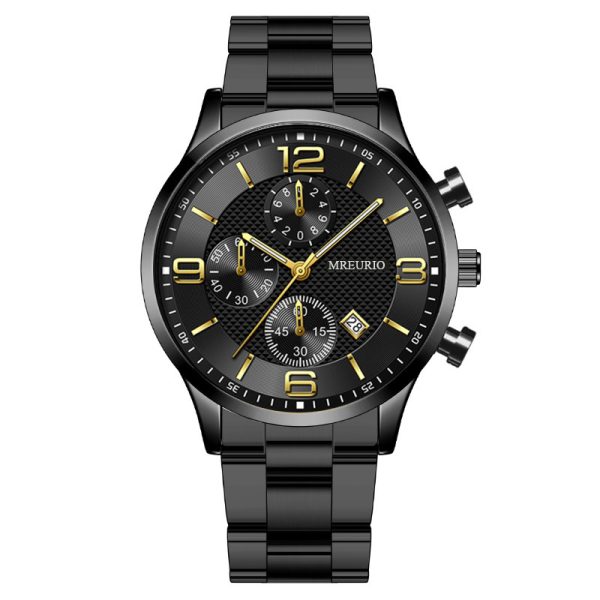 Fashion digital three-eye calendar men's watch men's watch belt men's watch