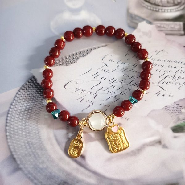 TikTok Internet Celebrity Cat's Eye Imitation Blue Moonlight Ins Niche Peace and Joy Pendant Bracelet Female Girlfriend Student Gift - 图片 57