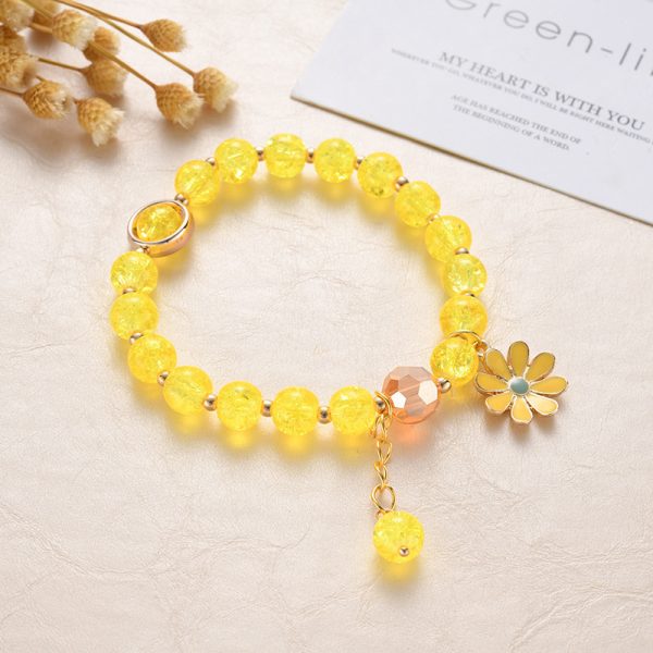 Daisy popcorn bracelet women's Joker upscale pink Crystal Sunflower Crystal bracelet - 图片 3