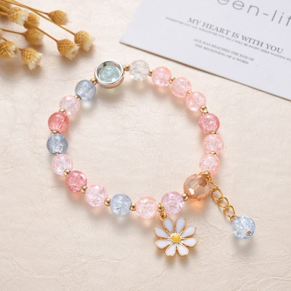 Daisy popcorn bracelet women's Joker upscale pink Crystal Sunflower Crystal bracelet - 图片 8
