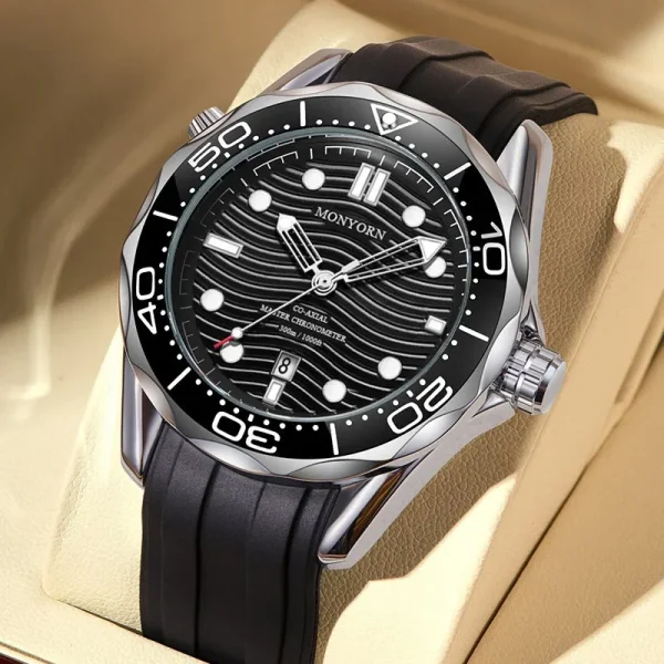 Fashion new men's watch men's watch silicone strap black men's watch