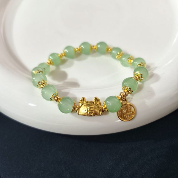 TikTok Internet Celebrity Cat's Eye Imitation Blue Moonlight Ins Niche Peace and Joy Pendant Bracelet Female Girlfriend Student Gift - 图片 19