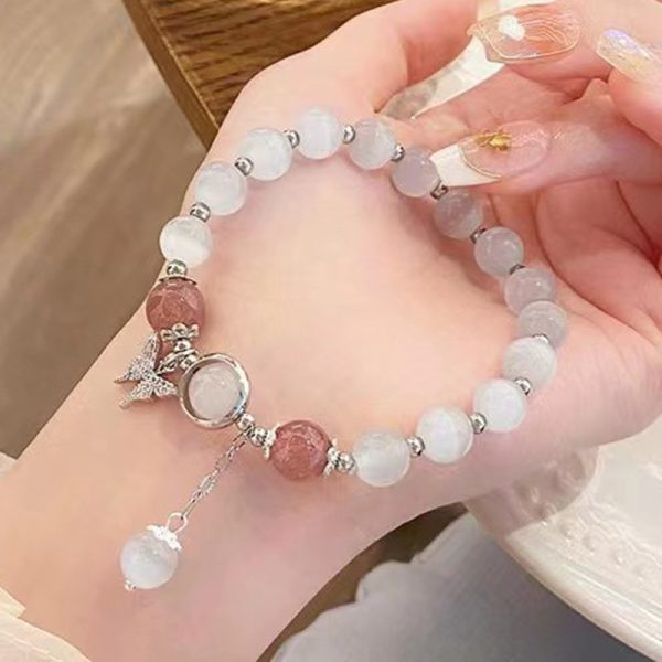 TikTok Internet Celebrity Cat's Eye Imitation Blue Moonlight Ins Niche Peace and Joy Pendant Bracelet Female Girlfriend Student Gift - 图片 7