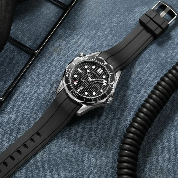 Fashion new men's watch men's watch silicone strap black men's watch - 图片 4