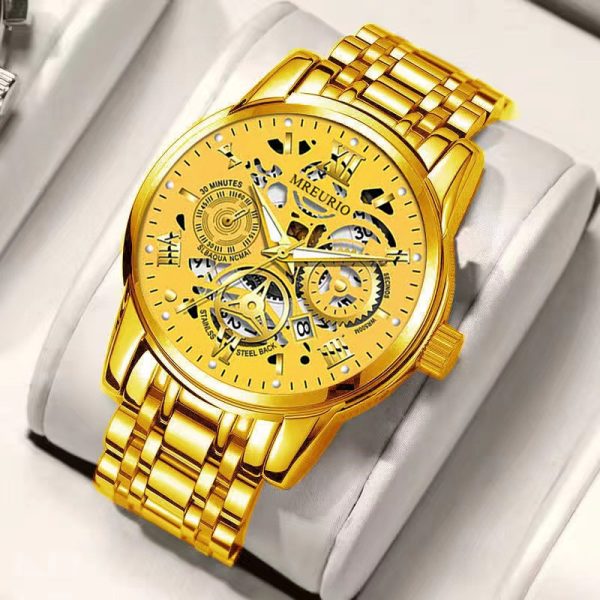 Men's Hollow Fashion Calendar Quartz Business Watch