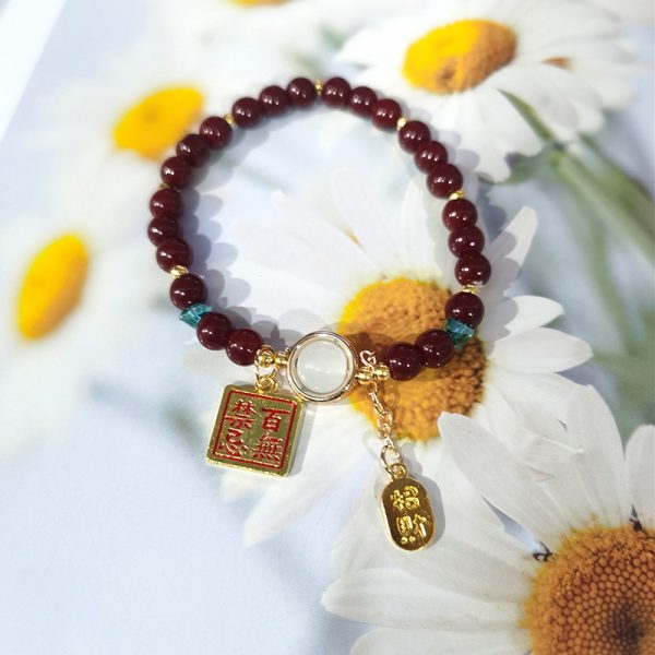 TikTok Internet Celebrity Cat's Eye Imitation Blue Moonlight Ins Niche Peace and Joy Pendant Bracelet Female Girlfriend Student Gift - 图片 55