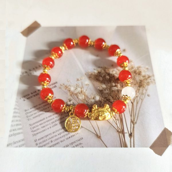 TikTok Internet Celebrity Cat's Eye Imitation Blue Moonlight Ins Niche Peace and Joy Pendant Bracelet Female Girlfriend Student Gift - 图片 20