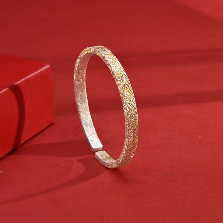9999 Sterling Silver Sunflower Bracelet Women's Guofeng Ancient Style Opening Internet Popular Bracelet Full-gold Sunflower Silver Bracelet