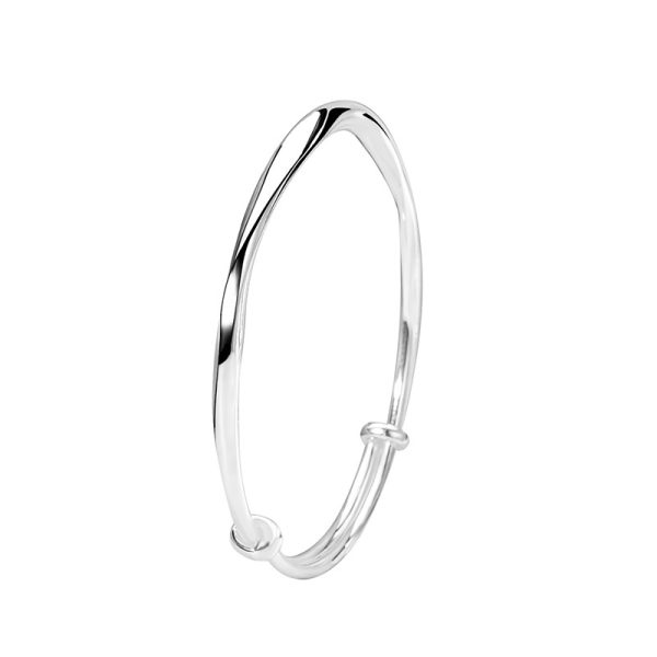 Foot silver 9999 sterling silver plain ring smooth Mobius ring silver bracelet solid push-pull bracelet women's silver bracelet - 图片 6
