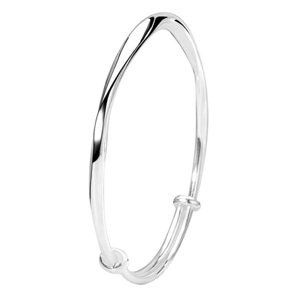 Foot silver 9999 sterling silver plain ring smooth Mobius ring silver bracelet solid push-pull bracelet women's silver bracelet