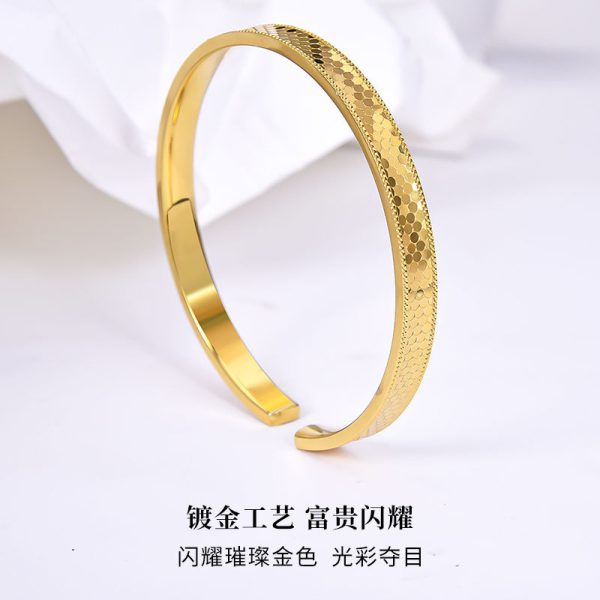 9999 dragon scale gold-plated silver bracelet for women new shiny polka dot Chinese style all-match sterling silver bracelet silver jewelry gift - 图片 7