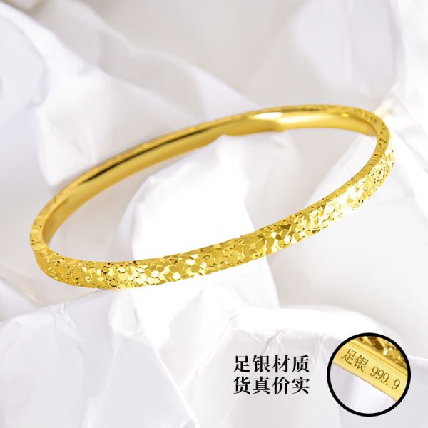 Broken Ice silver bracelet female sterling silver 9999 solid broken ice pure silver bracelet for girlfriend Valentine's Day birthday gift - 图片 2