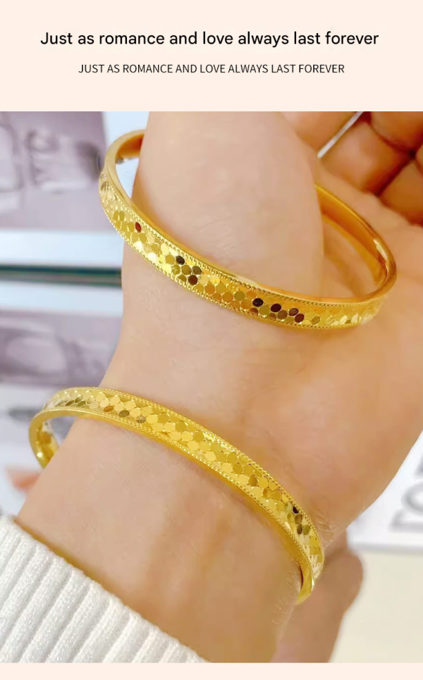 9999 dragon scale gold-plated silver bracelet for women new shiny polka dot Chinese style all-match sterling silver bracelet silver jewelry gift - 图片 2